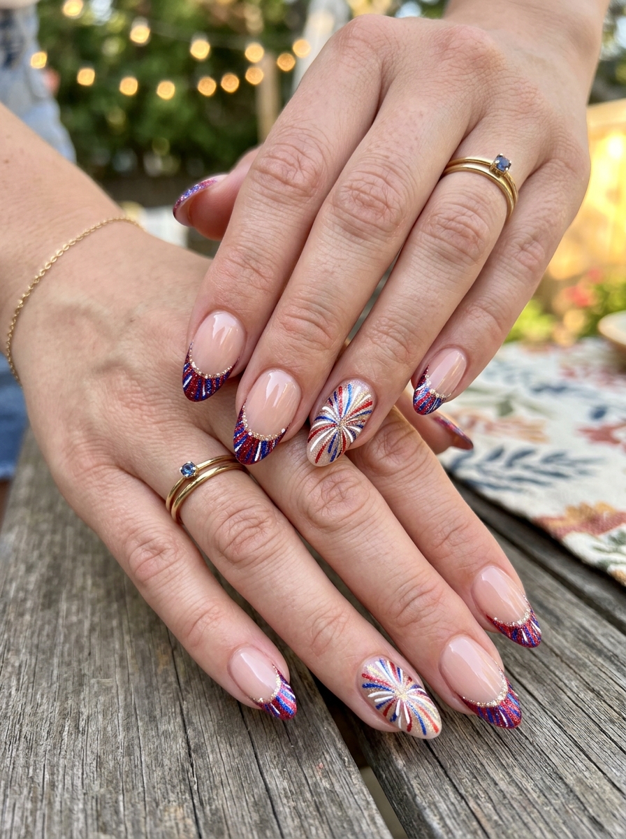 Firework French Nails